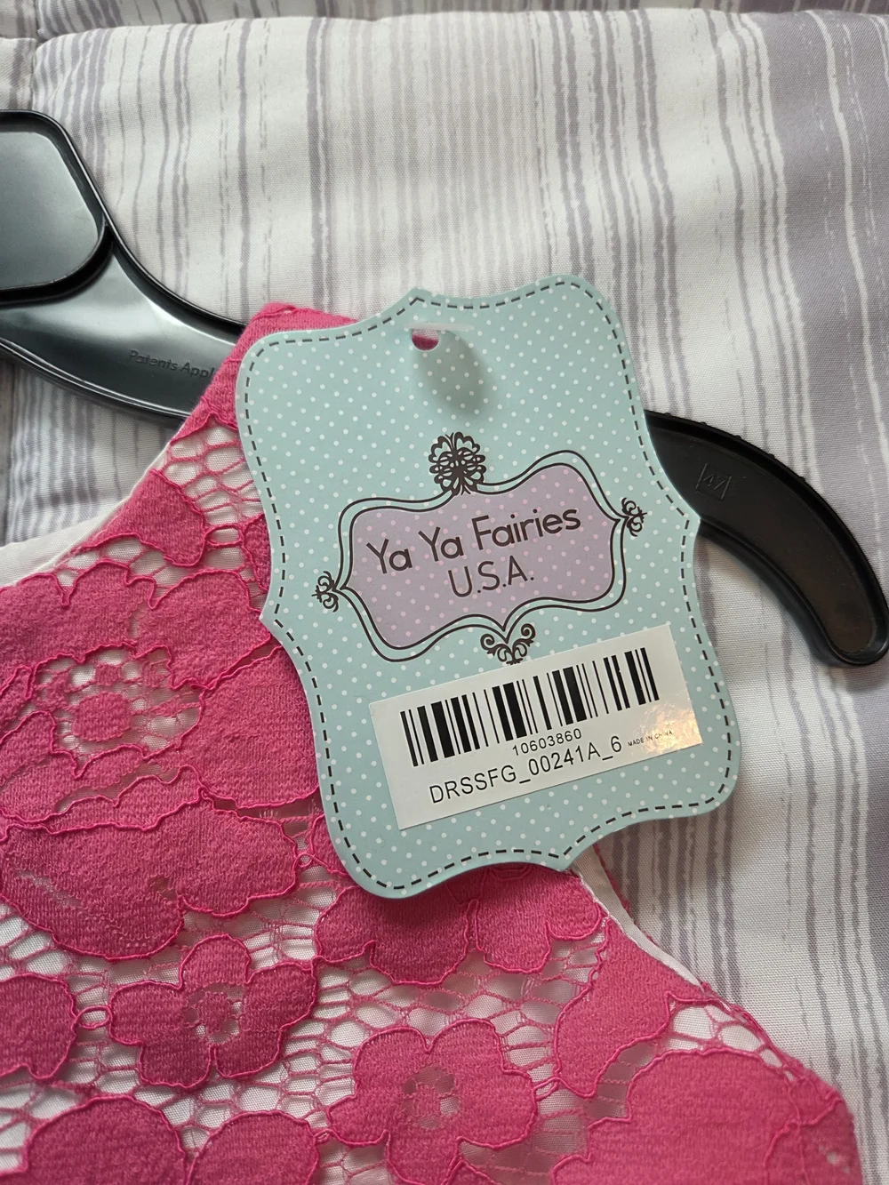 Ya Ya Fairies Hot Pink Floral Lace Princess Dress with Crystal Brooch